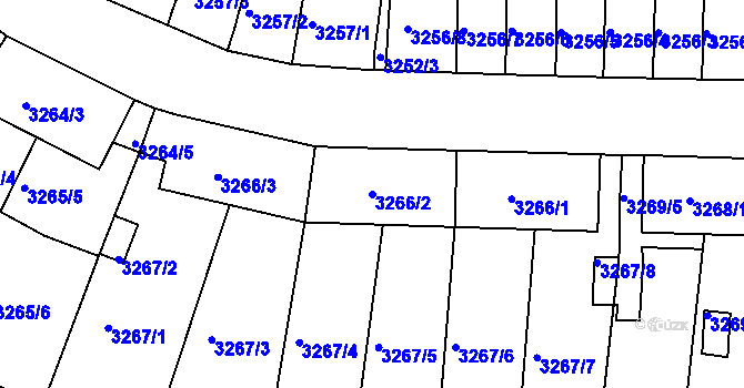 Parcela st. 3266/2 v KÚ Kuřim, Katastrální mapa