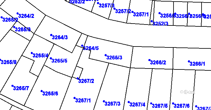 Parcela st. 3266/3 v KÚ Kuřim, Katastrální mapa