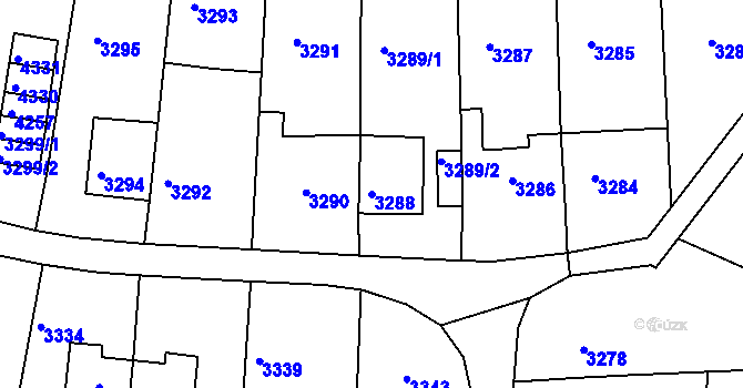 Parcela st. 3288 v KÚ Kuřim, Katastrální mapa