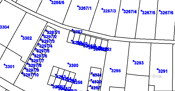 Parcela st. 3296/2 v KÚ Kuřim, Katastrální mapa