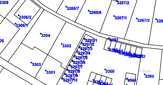 Parcela st. 3297/2 v KÚ Kuřim, Katastrální mapa