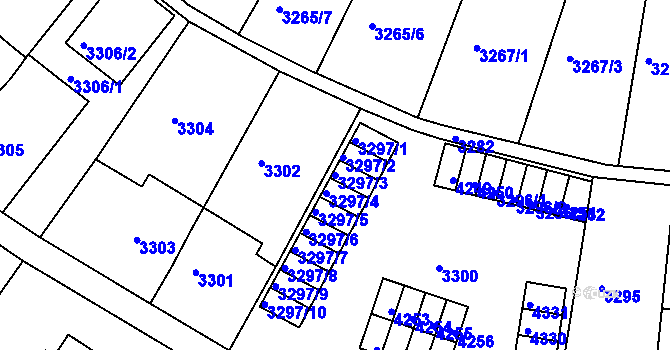 Parcela st. 3297/3 v KÚ Kuřim, Katastrální mapa