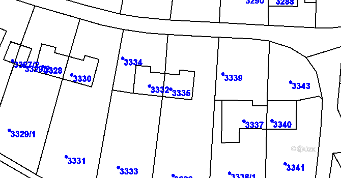 Parcela st. 3335 v KÚ Kuřim, Katastrální mapa