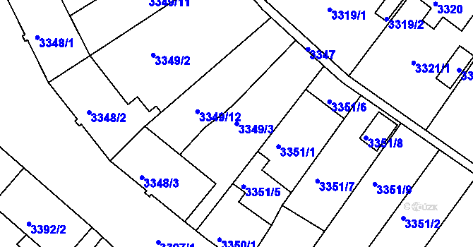 Parcela st. 3349/3 v KÚ Kuřim, Katastrální mapa