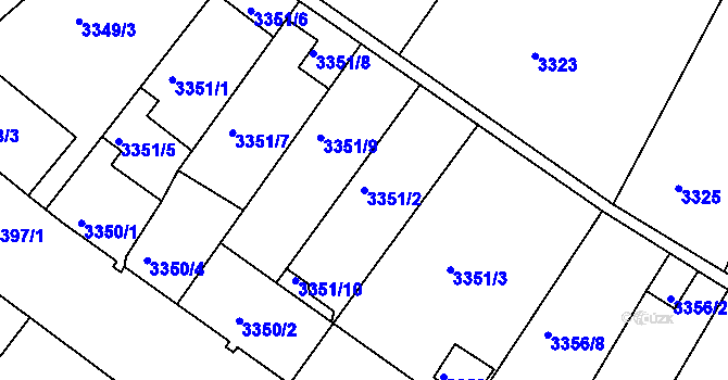 Parcela st. 3351/2 v KÚ Kuřim, Katastrální mapa