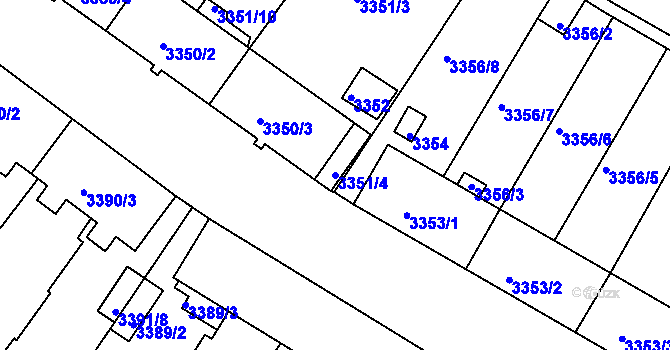 Parcela st. 3351/4 v KÚ Kuřim, Katastrální mapa