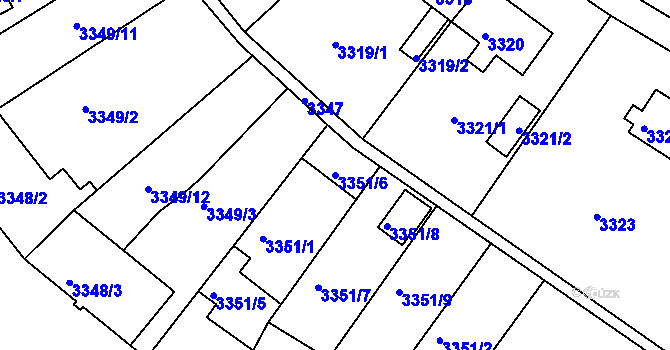 Parcela st. 3351/6 v KÚ Kuřim, Katastrální mapa