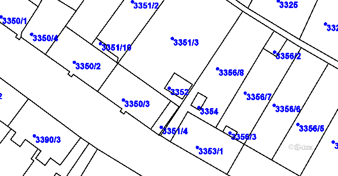 Parcela st. 3352 v KÚ Kuřim, Katastrální mapa