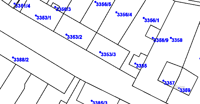 Parcela st. 3353/3 v KÚ Kuřim, Katastrální mapa
