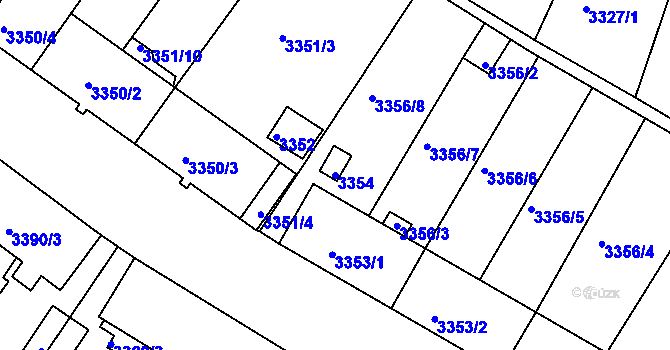 Parcela st. 3354 v KÚ Kuřim, Katastrální mapa