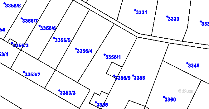 Parcela st. 3356/1 v KÚ Kuřim, Katastrální mapa