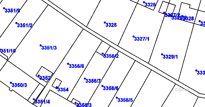 Parcela st. 3356/2 v KÚ Kuřim, Katastrální mapa