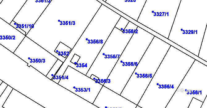 Parcela st. 3356/7 v KÚ Kuřim, Katastrální mapa