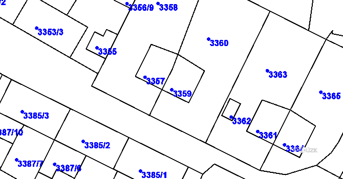 Parcela st. 3359 v KÚ Kuřim, Katastrální mapa