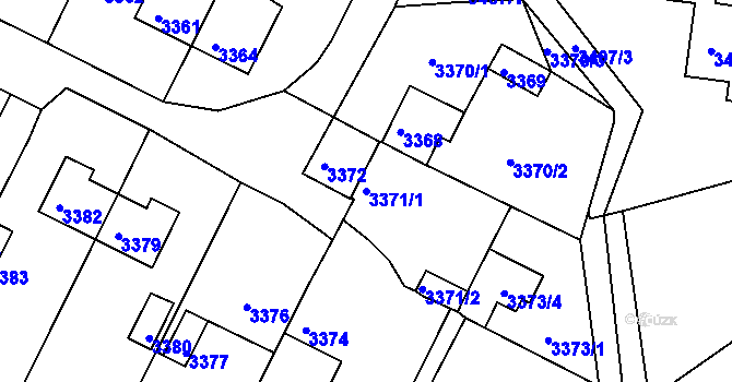 Parcela st. 3371/1 v KÚ Kuřim, Katastrální mapa