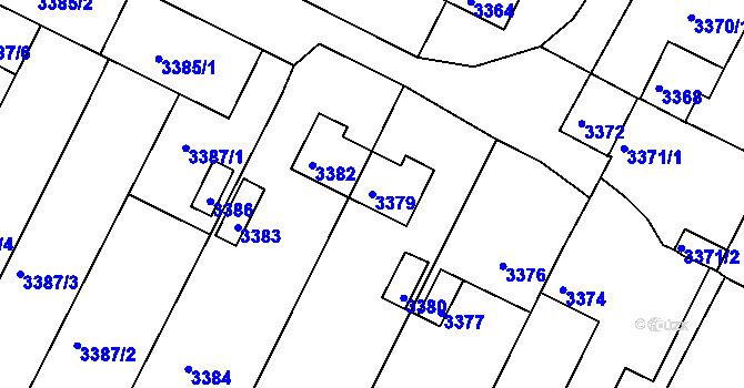 Parcela st. 3379 v KÚ Kuřim, Katastrální mapa