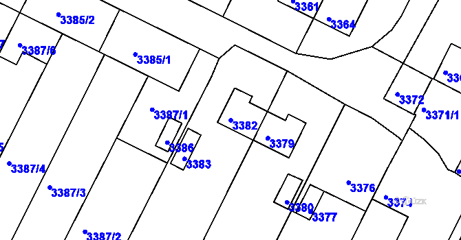 Parcela st. 3382 v KÚ Kuřim, Katastrální mapa