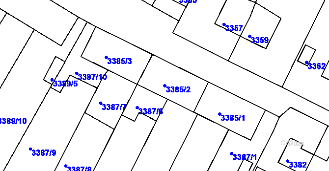 Parcela st. 3385/2 v KÚ Kuřim, Katastrální mapa