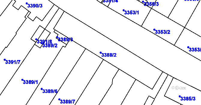 Parcela st. 3388/2 v KÚ Kuřim, Katastrální mapa