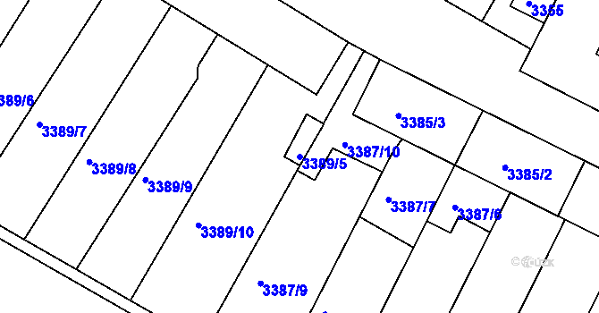 Parcela st. 3389/5 v KÚ Kuřim, Katastrální mapa