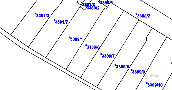Parcela st. 3389/6 v KÚ Kuřim, Katastrální mapa