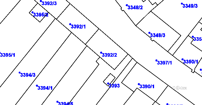Parcela st. 3392/2 v KÚ Kuřim, Katastrální mapa