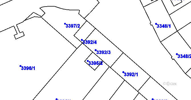 Parcela st. 3392/3 v KÚ Kuřim, Katastrální mapa