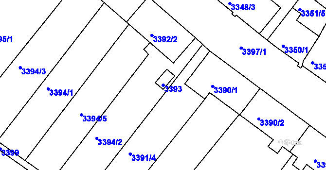Parcela st. 3393 v KÚ Kuřim, Katastrální mapa