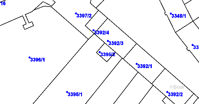 Parcela st. 3395/2 v KÚ Kuřim, Katastrální mapa