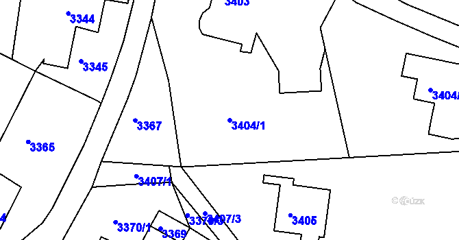 Parcela st. 3404/1 v KÚ Kuřim, Katastrální mapa