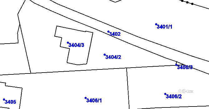 Parcela st. 3404/2 v KÚ Kuřim, Katastrální mapa