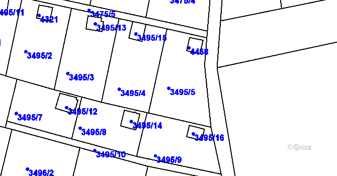 Parcela st. 3495/5 v KÚ Kuřim, Katastrální mapa
