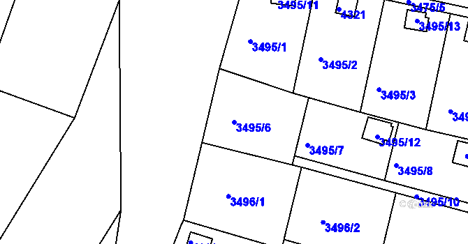 Parcela st. 3495/6 v KÚ Kuřim, Katastrální mapa