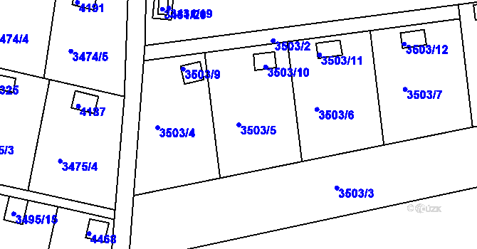 Parcela st. 3503/5 v KÚ Kuřim, Katastrální mapa