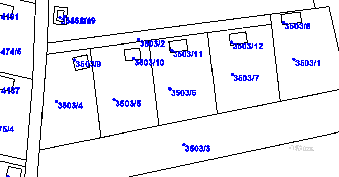 Parcela st. 3503/6 v KÚ Kuřim, Katastrální mapa