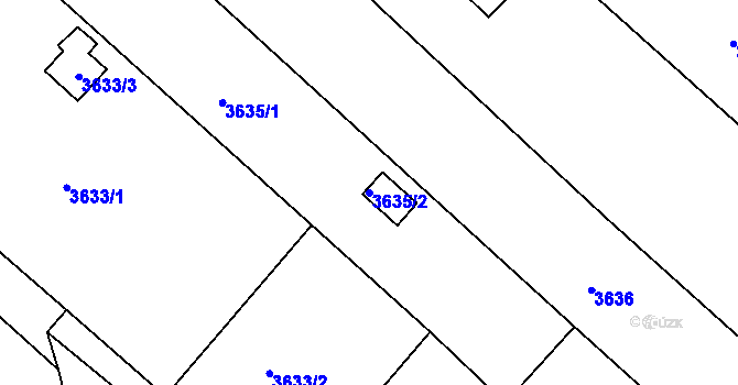 Parcela st. 3635/2 v KÚ Kuřim, Katastrální mapa