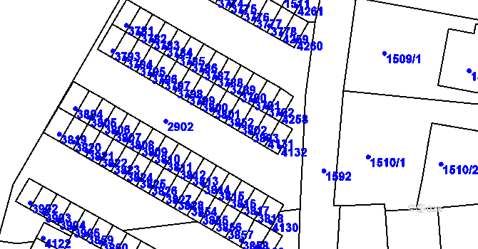 Parcela st. 3802 v KÚ Kuřim, Katastrální mapa