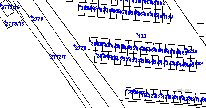 Parcela st. 3833 v KÚ Kuřim, Katastrální mapa