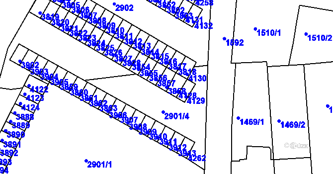 Parcela st. 3858 v KÚ Kuřim, Katastrální mapa