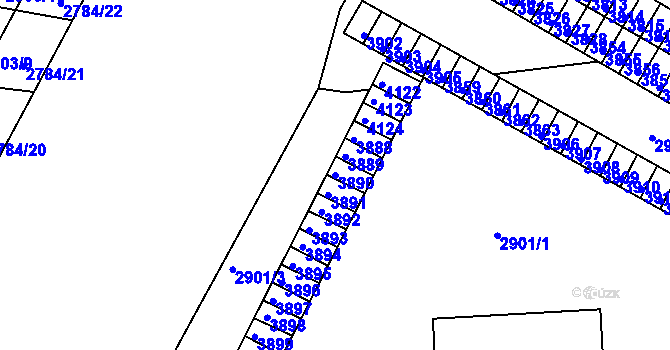 Parcela st. 3890 v KÚ Kuřim, Katastrální mapa
