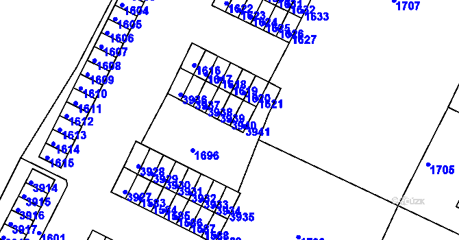 Parcela st. 3940 v KÚ Kuřim, Katastrální mapa