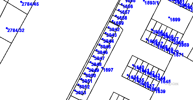 Parcela st. 3946 v KÚ Kuřim, Katastrální mapa