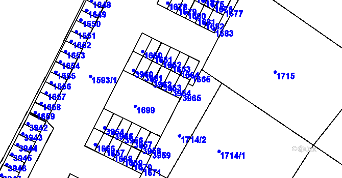 Parcela st. 3964 v KÚ Kuřim, Katastrální mapa