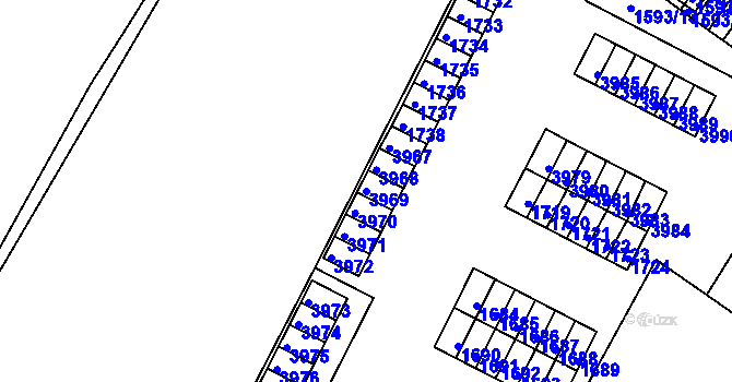 Parcela st. 3969 v KÚ Kuřim, Katastrální mapa