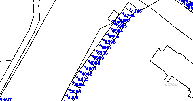Parcela st. 3998 v KÚ Kuřim, Katastrální mapa