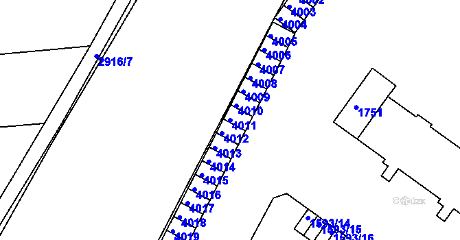 Parcela st. 4011 v KÚ Kuřim, Katastrální mapa