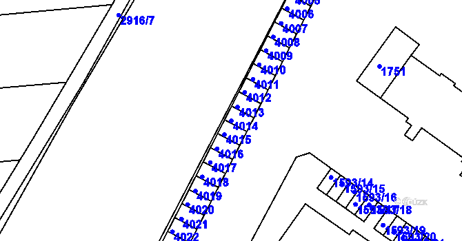 Parcela st. 4014 v KÚ Kuřim, Katastrální mapa