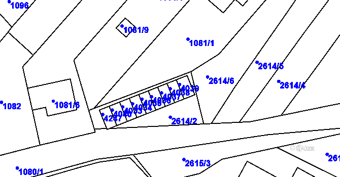 Parcela st. 4038 v KÚ Kuřim, Katastrální mapa