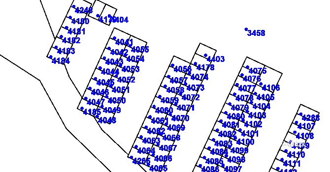 Parcela st. 4058 v KÚ Kuřim, Katastrální mapa