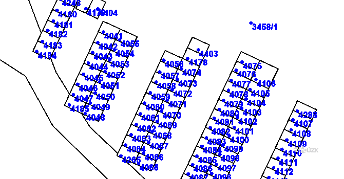 Parcela st. 4072 v KÚ Kuřim, Katastrální mapa
